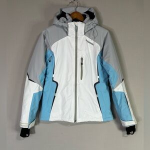 Rossignol Ski Jacket Womens S White Blue Thermolite Waterproof Snow Coat